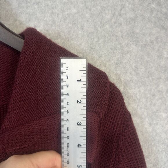 Effeci Womens Sweater Cardigan Medium Maroon Cable Knit Button Wide CollarNWT - Picture 6 of 11